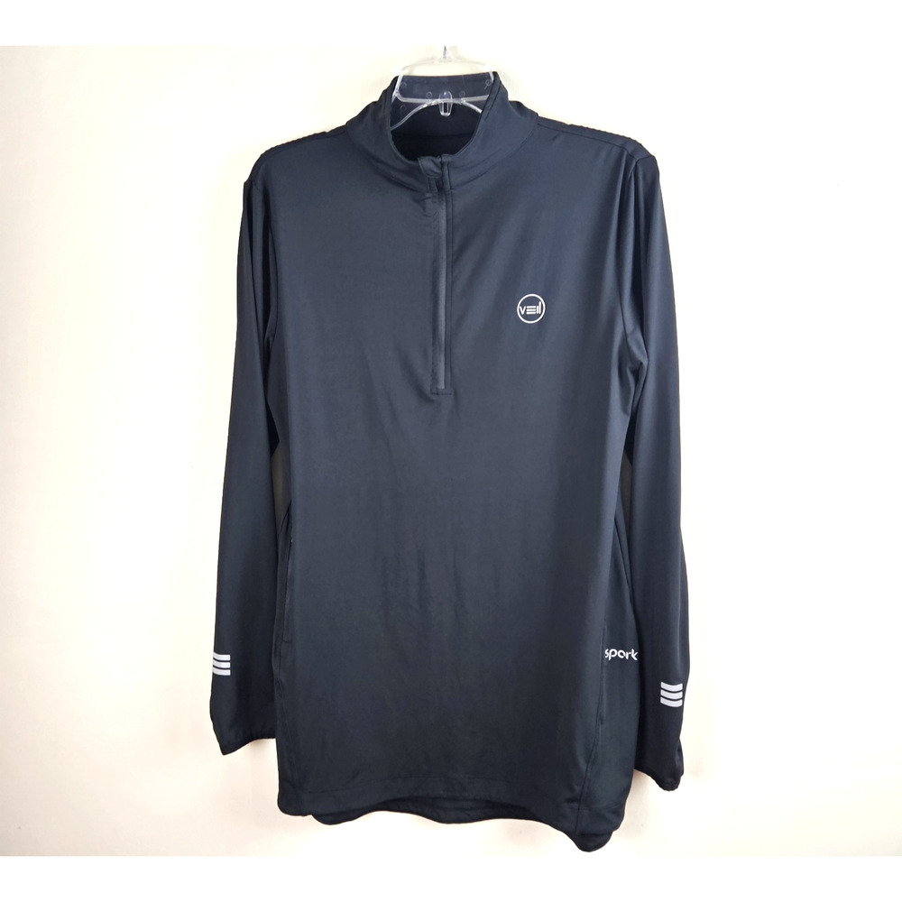 Veil Spark Pullover Women Medium Black 1/4 Zip Long Sleeve Athletic Training Top